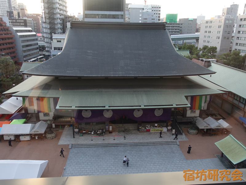 南御堂（山門一体型ホテル）からの眺め